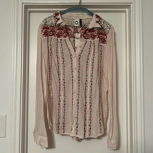 Anthropologie embroidered button down